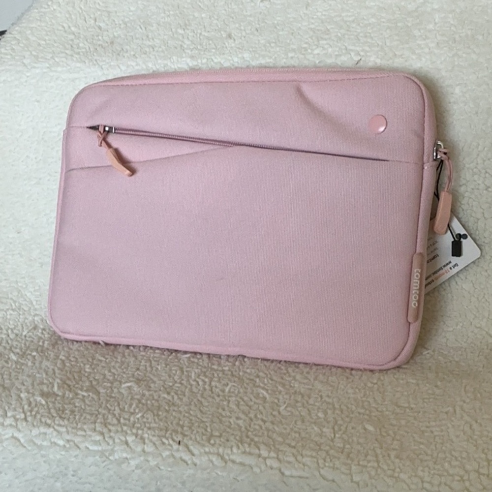 Tomtoc Zippered Pink Tablet Sleeve with Front Pocket and Zippered Pouch NWT